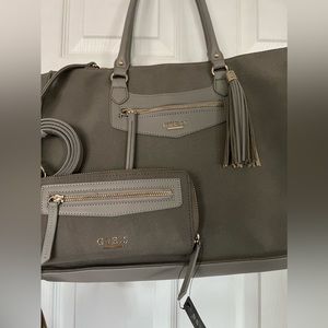 Guess Taupe Tote with Coordinated Pouch